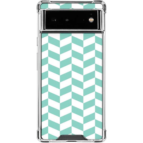 Blue White Chevron Google Pixel 6 Clear Case